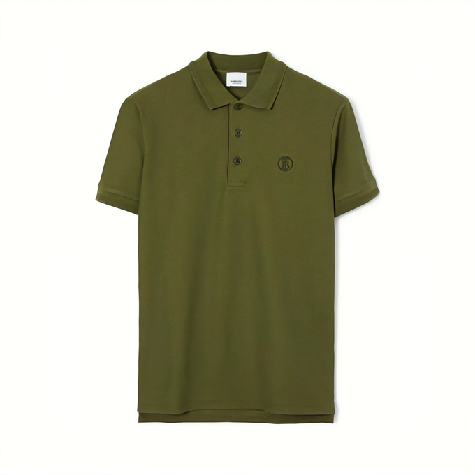 burberry circular tb monogram embroidery cotton pique polo shirt
